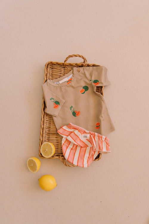 Culotte de bain Mimi Rayures Rose Rouge