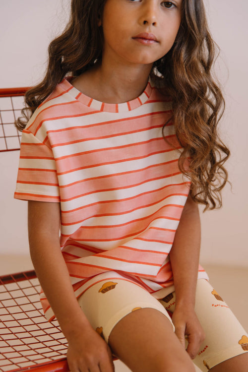 T-shirt Essential Jersey Rayures Rose Rouge