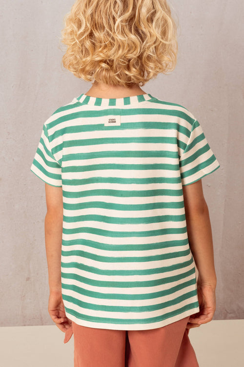 T-shirt Essential Jersey Rayures vert Capri