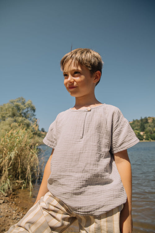 T-shirt Orso Gauze Silver Blue