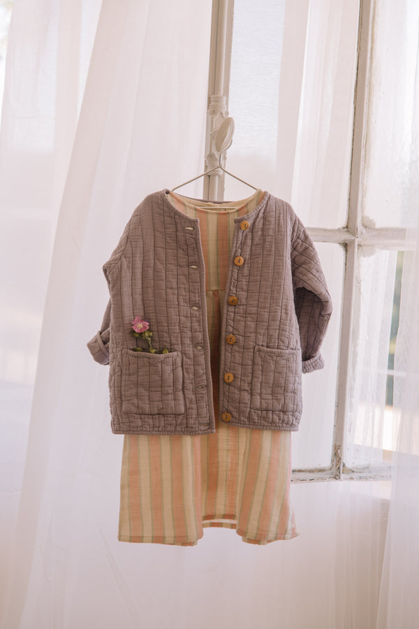 Robe Cousine Rayures Fraise Pistache