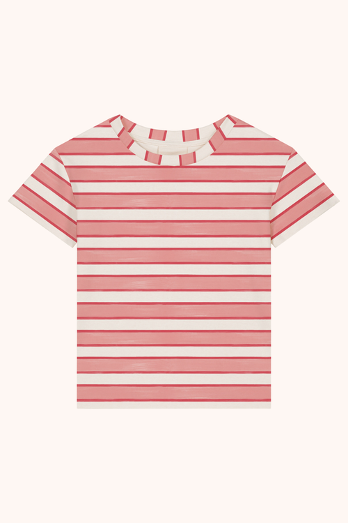 T-shirt Essential Jersey Rayures Rose Rouge
